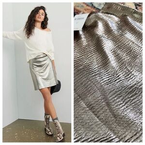 NWT Anthropologie hutch metallic silver gun metal mini Skirt Size 4